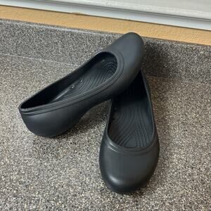 Crocs Iconic Comfort Women's Size 11 Casual Black Rubber Slip On Flats Shoes New